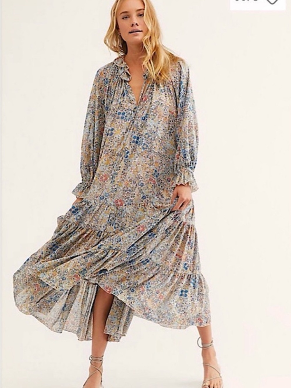 Free People Feeling Groovy Maxi Dress - XS - Blue Multi Flower